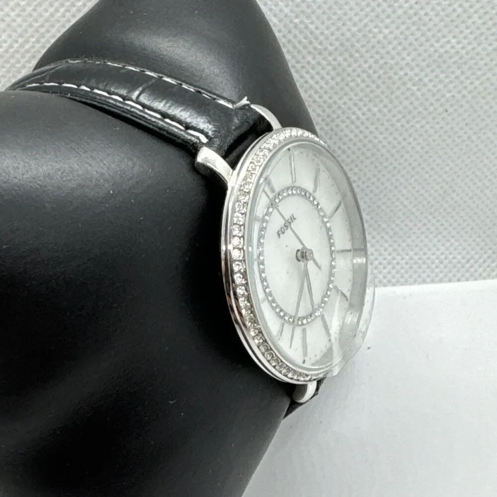 Fossil Jocelyn ES4451 Women Black Leather Analog Dial Quartz Wrist Watch JNA601